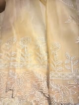 Pastel Yellow Organza saree with heavy embroiderey SS50551