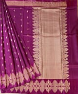 Wine Poona Silk Saree with heavy weaving open Mashru border