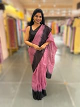 Rose Pink & Black Ombre Dyed Pure Organza handwork saree SS50286