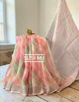 Floral printed handloom lenin saree