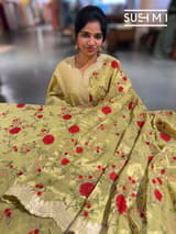 Pastel Green Designer Banarasi Brocade Tissue Saree S62112
