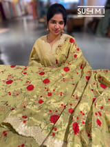 Pastel Green Designer Banarasi Brocade Tissue Saree S62112