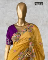 Mango Yellow Mul Tissue stripes saree DSCL041