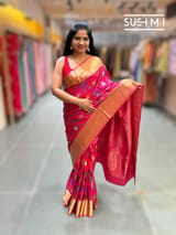 Reddish Pink Kanchi Soft Silk Saree with embroidery : S62F173