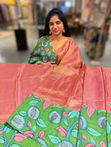 Pink Handloom Tissue & Pen kalamkari fusion Saree SS50405
