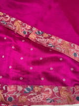 Fuschia Pink Raw Silk Saree with Pythani inspired Embroidery