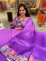 Purple Organza with patan patola inspired embroidery