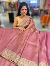 Wine kora Muslin Tissue fusion saree SS50204