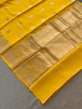 Yellow Poona Silk Saree in Monotone Look with heavy weaving borders & kaduwa woven motifs.
