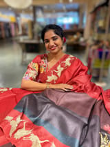 Tussar Rangkaat Saree With Crane Bird  Embroidered Border SS50472