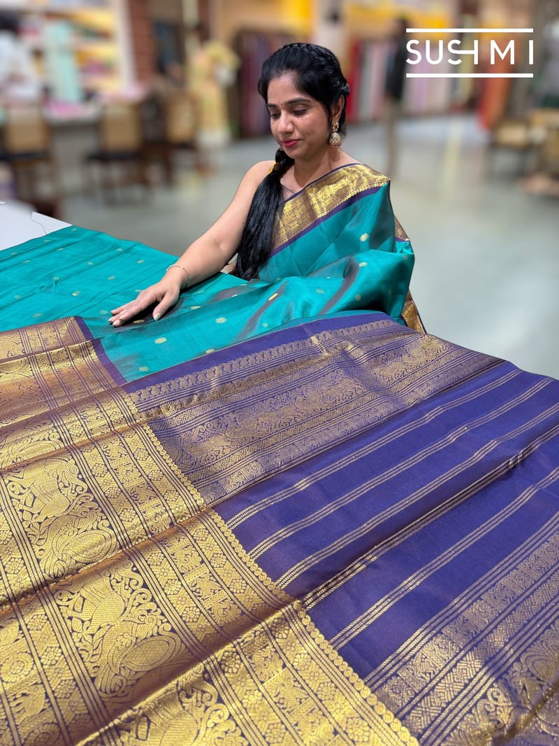 Emerald Green vintage kanjeevaram saree : S62F158
