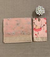 Peach Muslin allover embroidered Saree with pichwai printed blosue