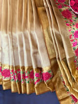 Molten Gold Kanjeevaram Tissue Sareewith petite point embroidery : S62F090