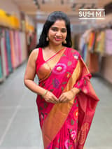 Reddish Pink Kanchi Soft Silk Saree with embroidery : S62F173