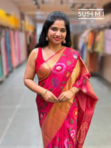 Reddish Pink Kanchi Soft Silk Saree with embroidery : S62F173