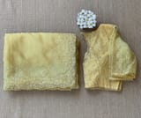 Pastel yellow organza handwork saree