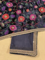 Midnight Blue  crepe Silk Saree