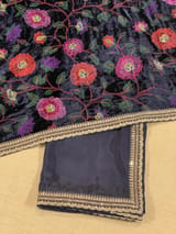 Midnight Blue  crepe Silk Saree