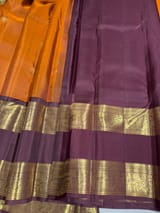 Light Rust Orange and Winish Brown Vintage Kanchipuram Gap border Saree SS50175