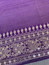 Purple kora Muslin Tissue fusion saree SS50206