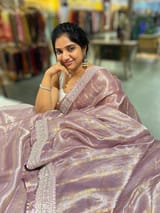 Lilac Banarasi Tissue checks Saree with Sabyasachi Borders SS50434