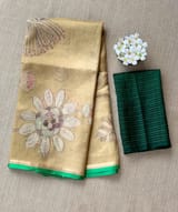 Gold Printed Banarasi Tissue with Handwork