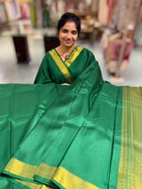 Emerald Green vintage Kanchipuram silk saree with pen kalamkari blousel SS50181