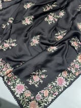 Black Satin Saree with Parsi Gara embroidery SS5028