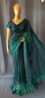 Georgette sequence saree with stitched blouses