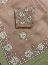 Nude Pink Organza with Rose handwork