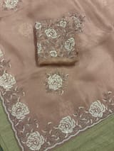 Nude Pink Organza with Rose handwork