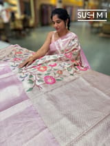 Lilac Pink Kanchi Tissue Saree with embroidery: S62F227