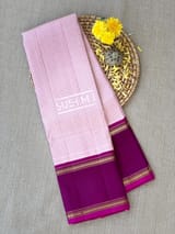 Baby Pink Vinatge checks gap border kanjeevaram saree S62F151