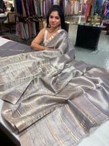Greyish Silver Handloom Tissue Saree SS50385