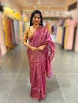 Purple Chanderi Tissue saree with designer tissue blouse