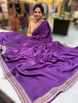Brinjal Satin Saree