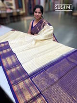 Ivory Vintage Stripes  kanjeevaram Saree