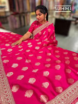 Pink Designer Banarasi Silk Saree