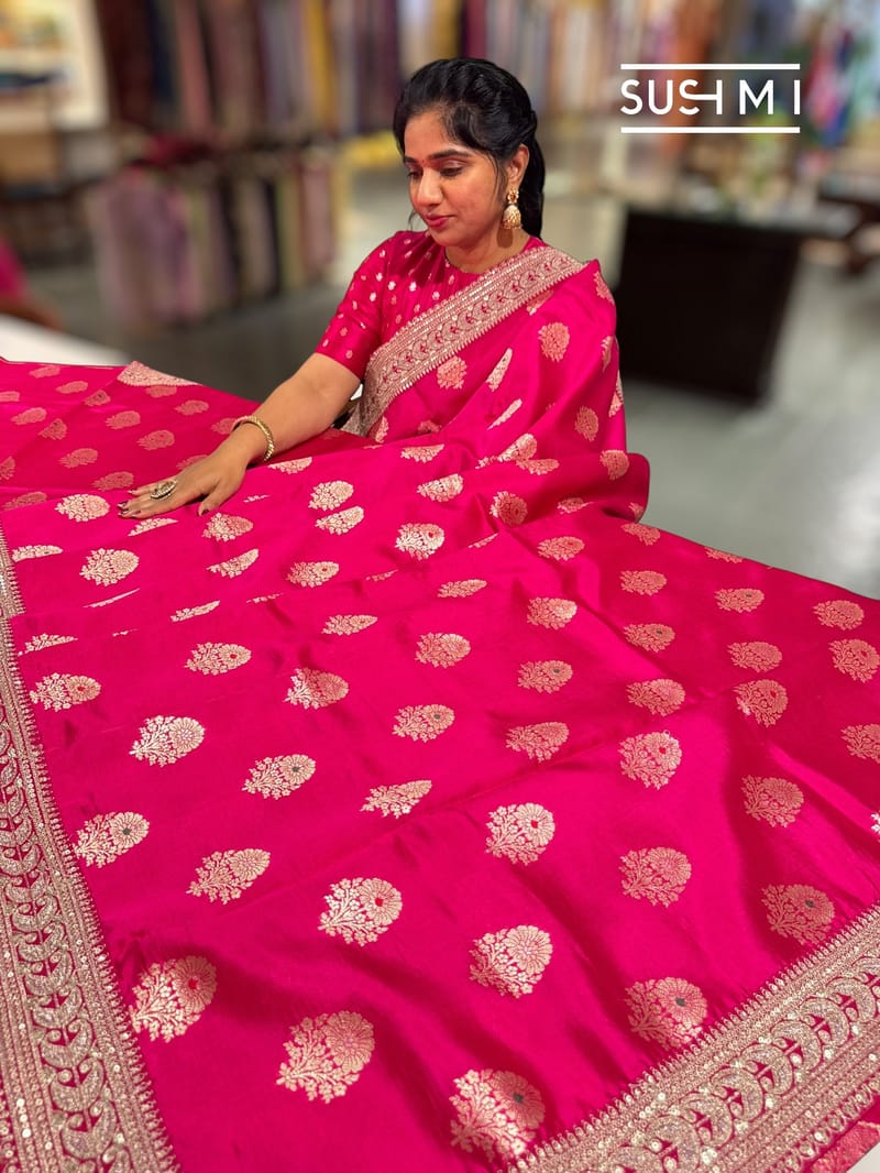 Pink Designer Banarasi Silk Saree