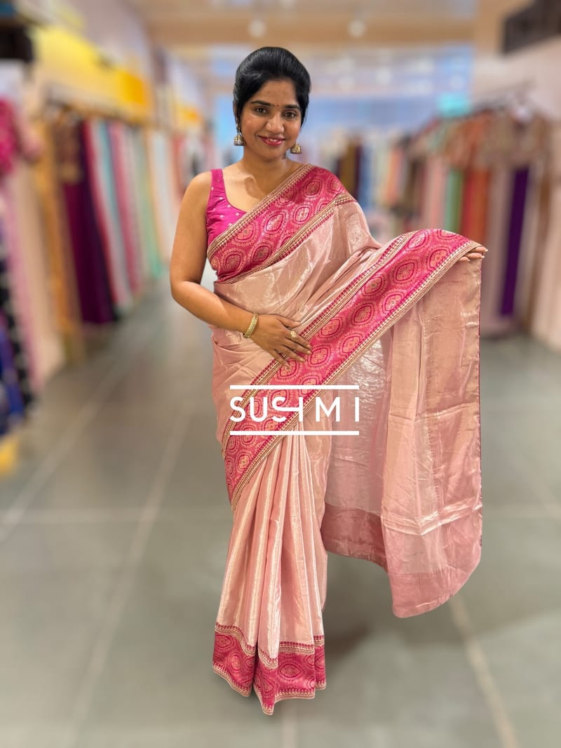 Pastel Pink Tissue fusion Saree : S62107