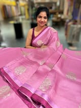 Rose Pink Pure Organza with embroidery SS50289