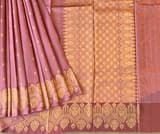 Onion Pink Poona Silk Saree with heavy weaving open Mashru border