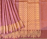 Onion Pink Poona Silk Saree with heavy weaving open Mashru border