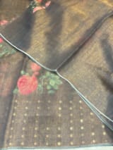 Darkest Brown Printed Tussar Tissue Saree SS50449