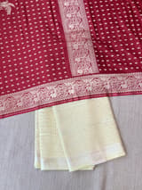 Pastel Yellow Banarasi kora Saree