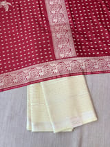Pastel Yellow Banarasi kora Saree
