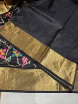 Black Kanjeevaram soft silk with embroidery SS50126