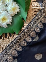 Black Banarasi Silk Saree with Handwork D62F002