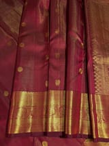Burgundy Vaira Oosi Checks Vintage Kanjeevaram Saree in monotone look