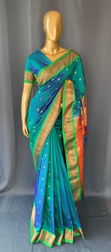 Peacock Blue Pure handloom yeola pythani Saree